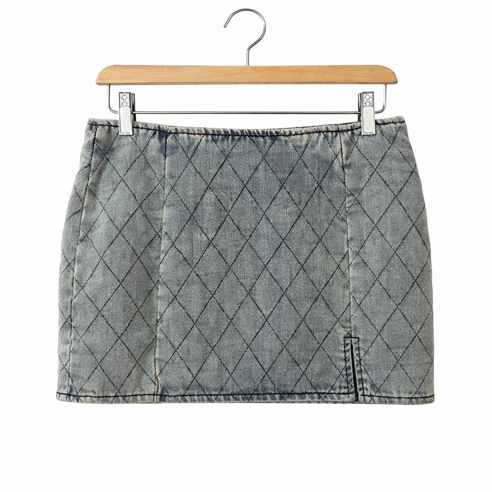 PrettyLittleThing Blue Quilted Mini Skirt Size 10 NWT Y2K Festival Streetwear